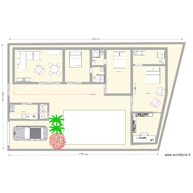 ndeye 2. Plan de 9 pièces et 318 m2