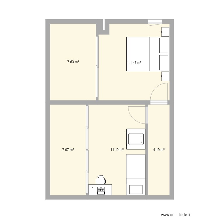 2 chambres. Plan de 0 pièce et 0 m2