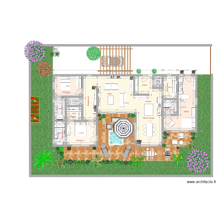 LR plan. Plan de 11 pièces et 136 m2