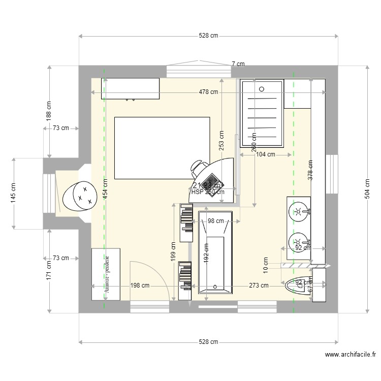chambre Julia sdb. Plan de 0 pièce et 0 m2