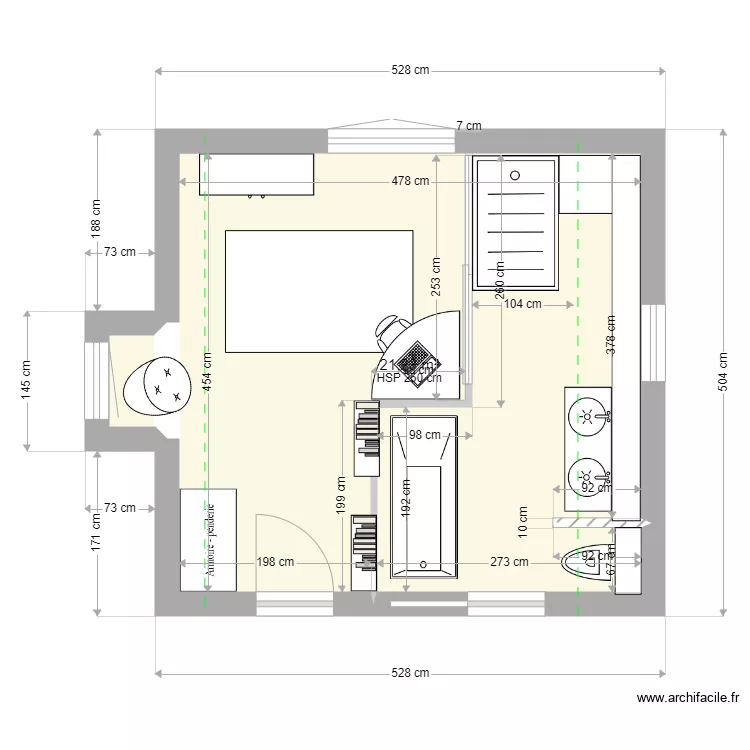 chambre Julia sdb. Plan de 