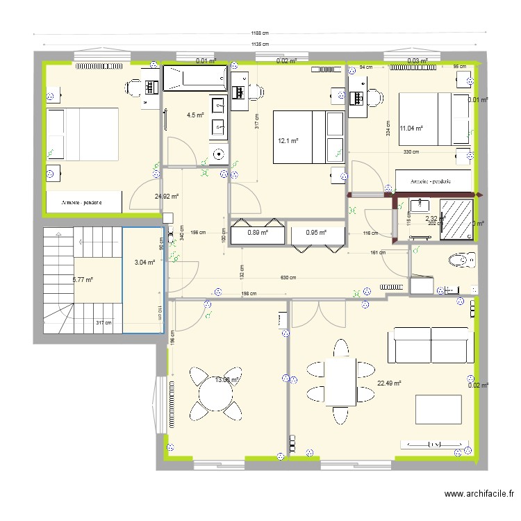 fusain original etage sans cuisine equipée. Plan de 0 pièce et 0 m2