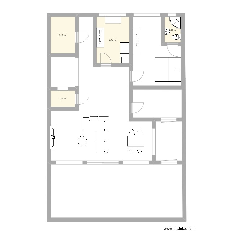 Sacre coeur. Plan de 4 pièces et 19 m2