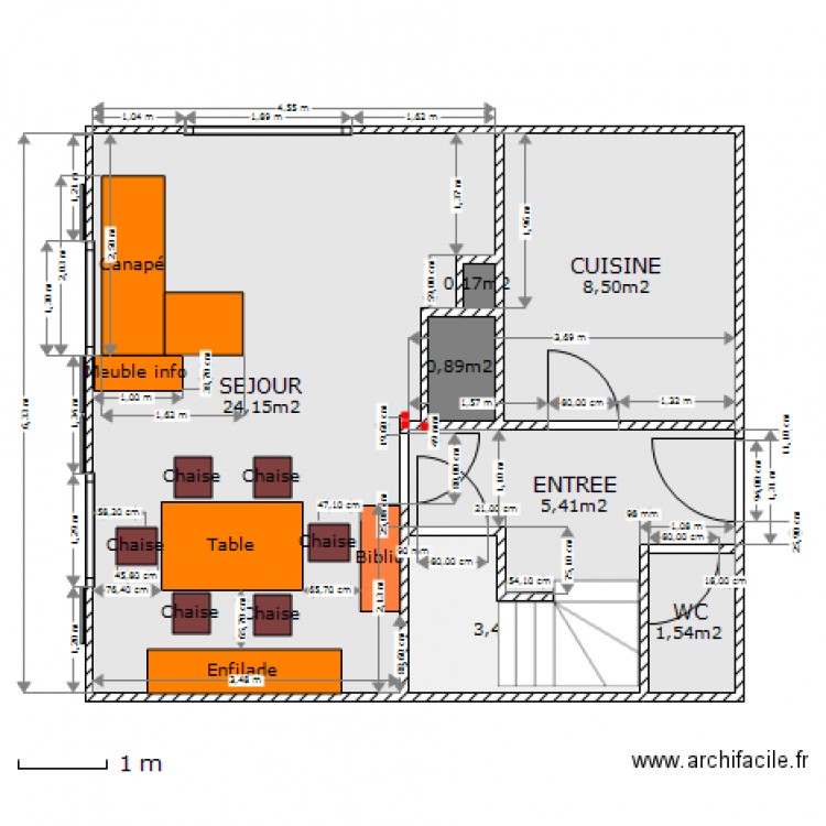 Renov Salon et entree implantation meubles vers 2. Plan de 0 pièce et 0 m2