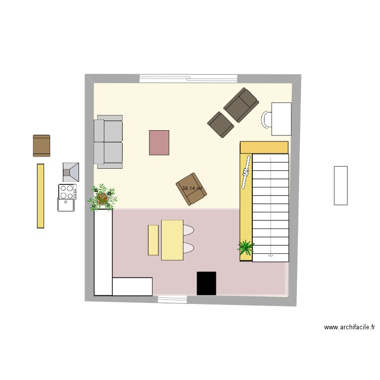 Bzzz Etage 2 9ème essai. Plan de 1 pièce et 39 m2