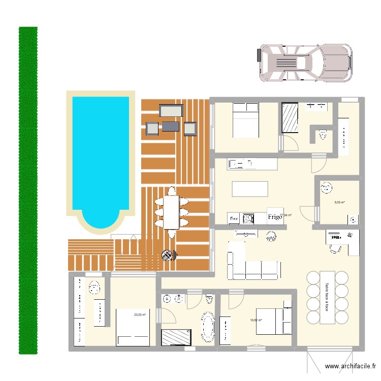 Plan maison 1. Plan de 4 pièces et 117 m2