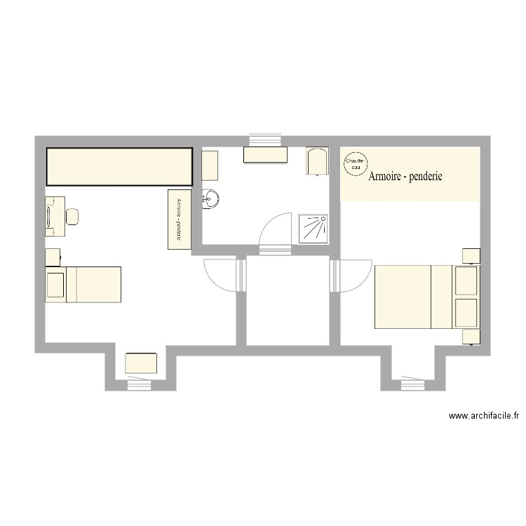 etage. Plan de 4 pièces et 52 m2