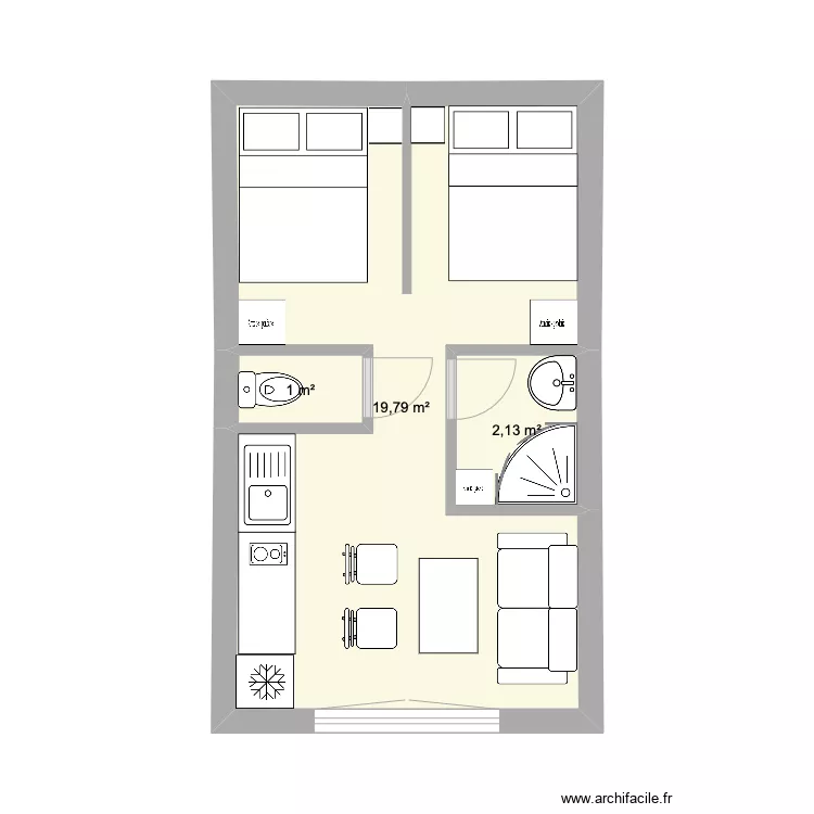 Plan 4 studio Moulin. Plan de 