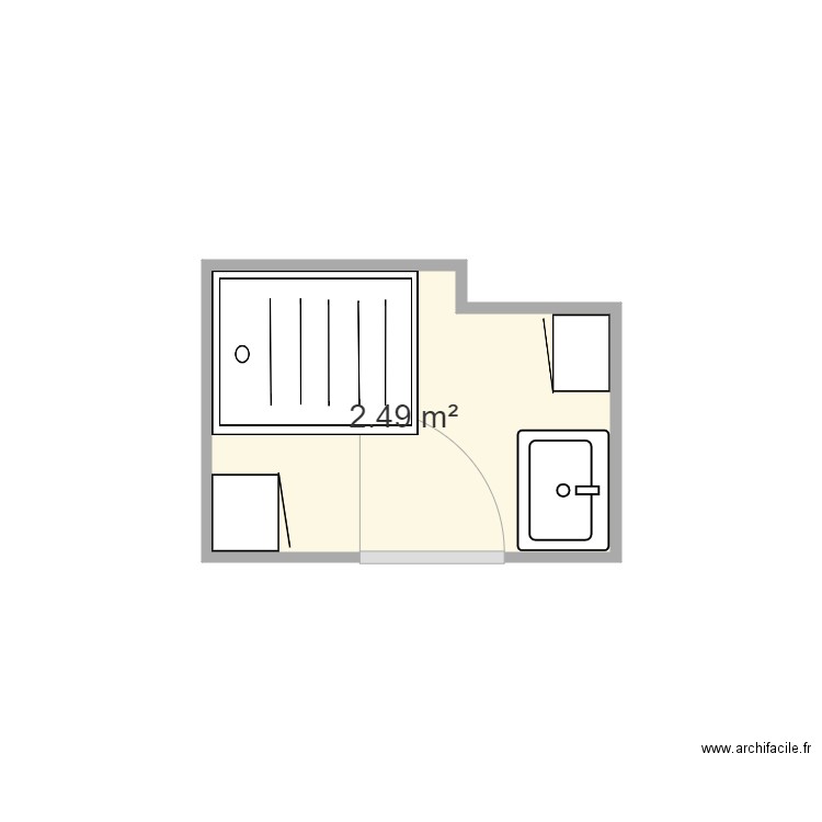 Salle douche. Plan de 1 pièce et 2 m2