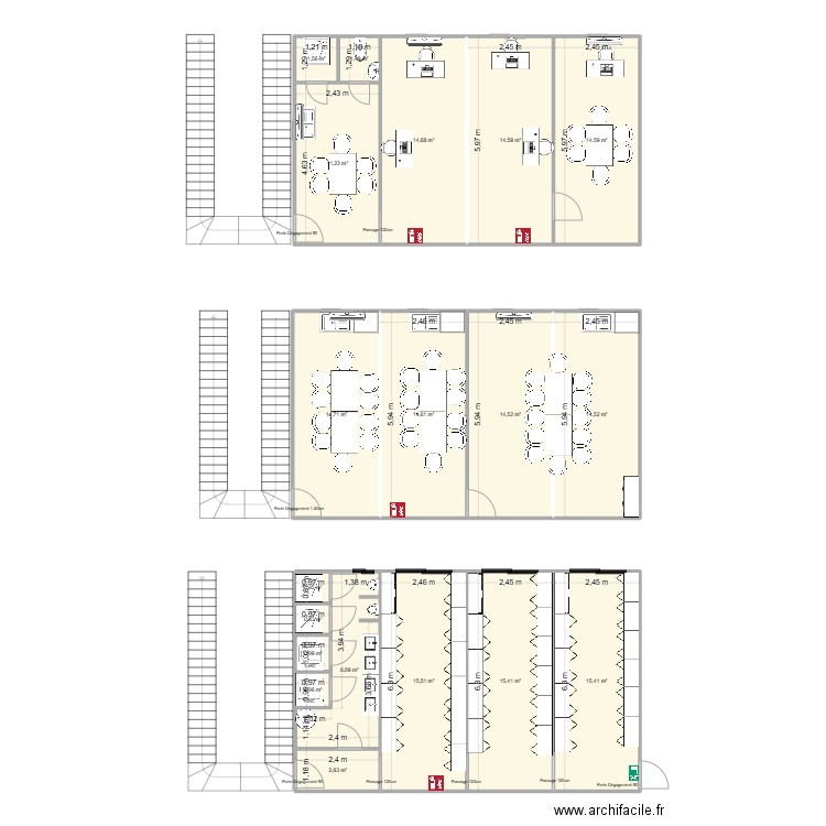 EIFFAGE CROUS MADELEINE. Plan de 19 pièces et 177 m2