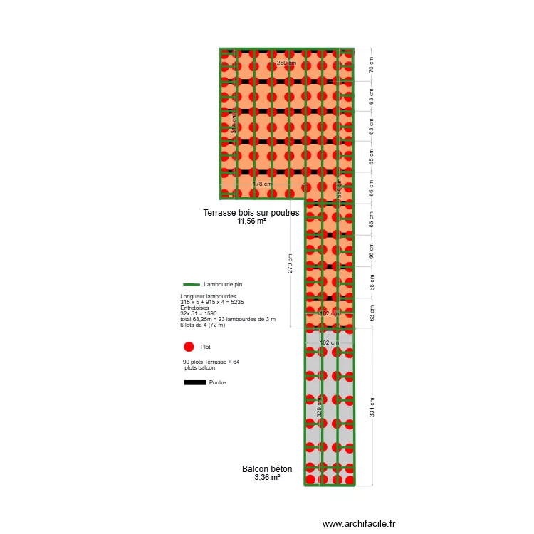 Implantation terrasse. Plan de 
