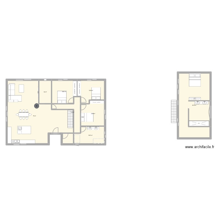maison. Plan de 8 pièces et 178 m2