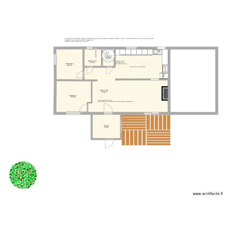 bas castets. Plan de 6 pièces et 88 m2
