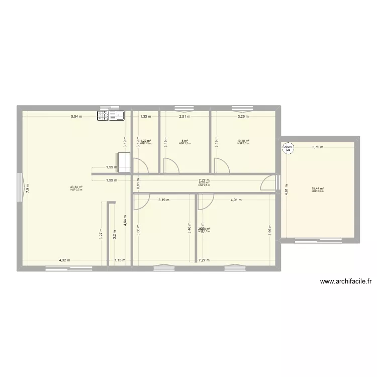 ossature bois. Plan de 7  et 117 m²