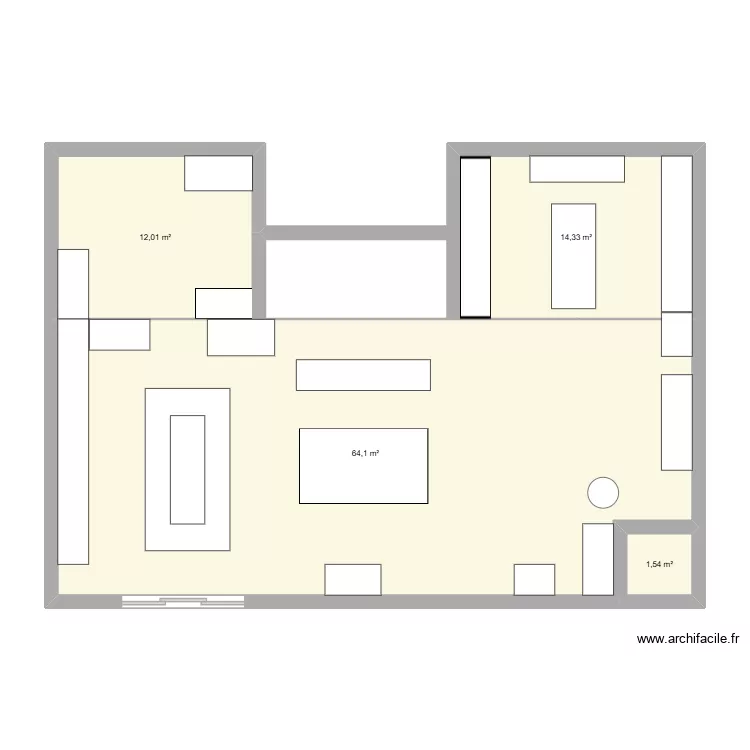boutique. Plan de 4  et 92 m²