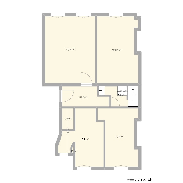 Neuilly visite 2. Plan de 8 pièces et 55 m2