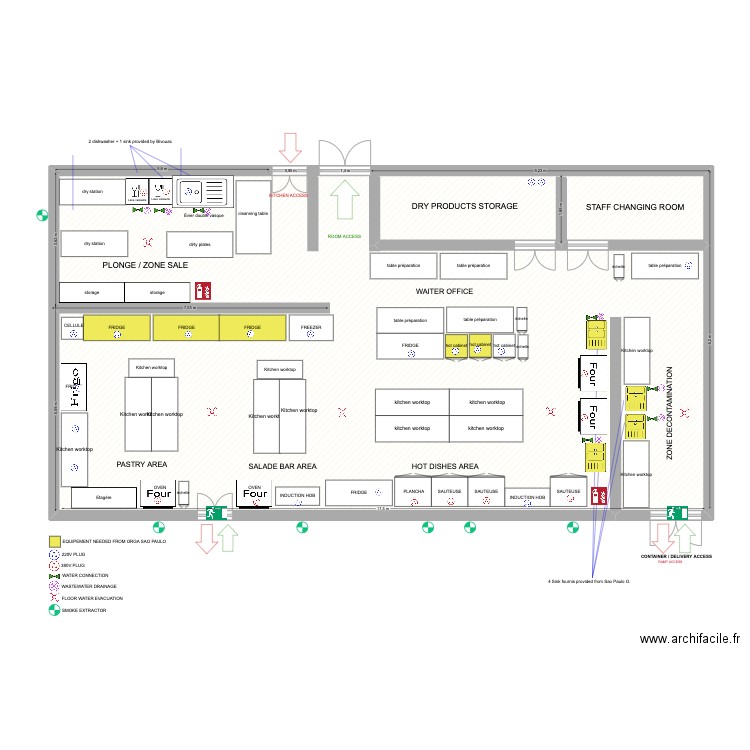 CUISINE WEC SAO PAULO TEAM CATERING V2. Plan de 1 pièce et 155 m2