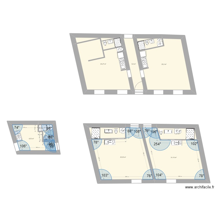 Etage2. Plan de 9 pièces et 125 m2