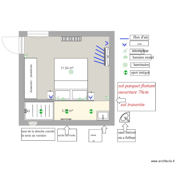 suite parentale détaillé. Plan de 0 pièce et 0 m2