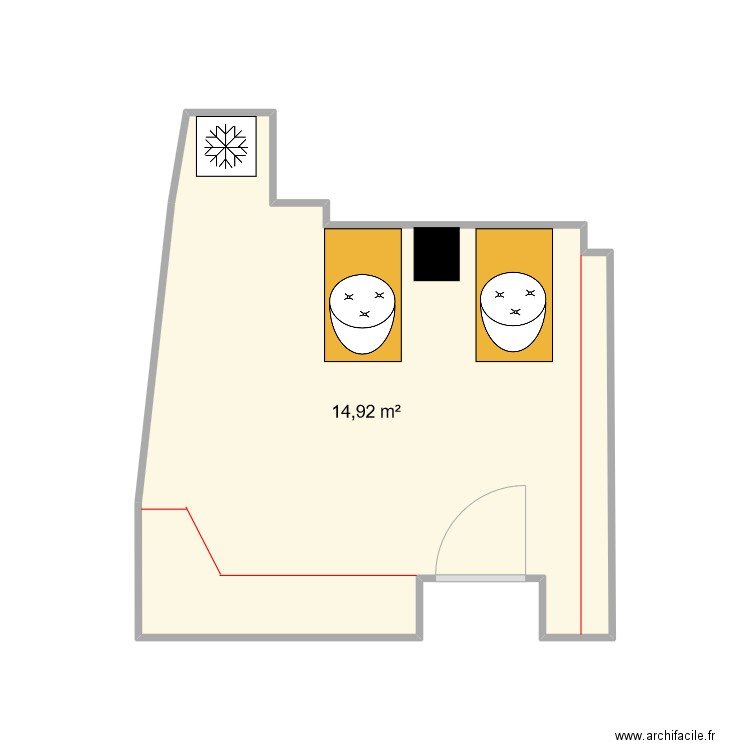 BB1 . Plan de 1 pièce et 15 m2