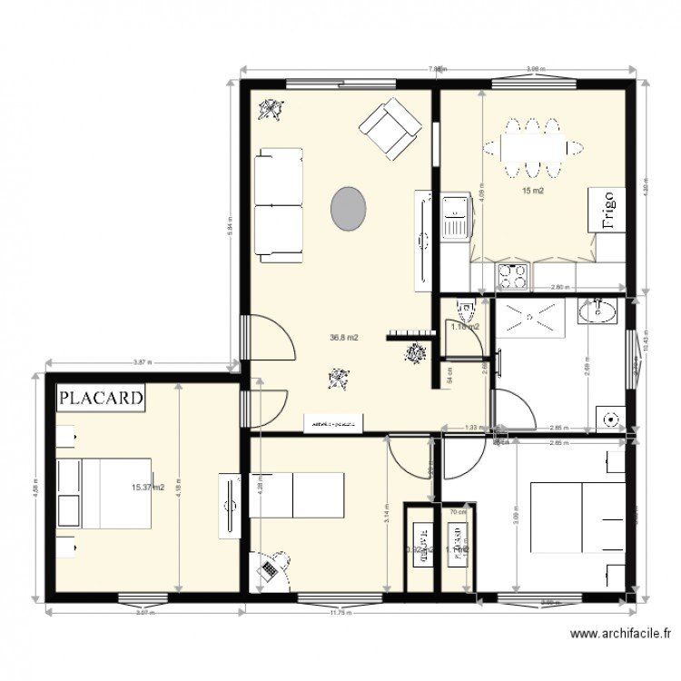 Plan appartement CASTRES Plan 6 pièces 70 m2 dessiné par celine123