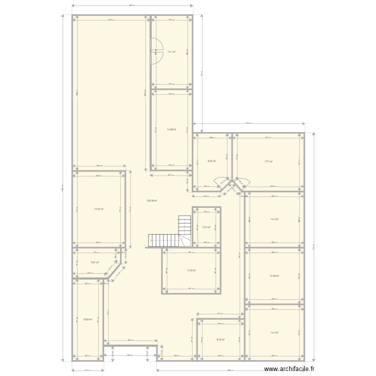 LOCAL MESURES VALIDES. Plan de 14 pièces et 301 m2