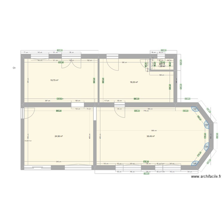 AIRE SUR l'ADOUR ETAT ACTUEL. Plan de 18 pièces et 210 m2