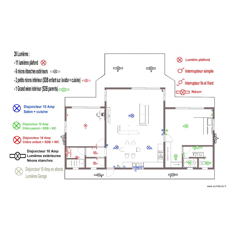 Plan installation lumières. Plan de 0 pièce et 0 m2