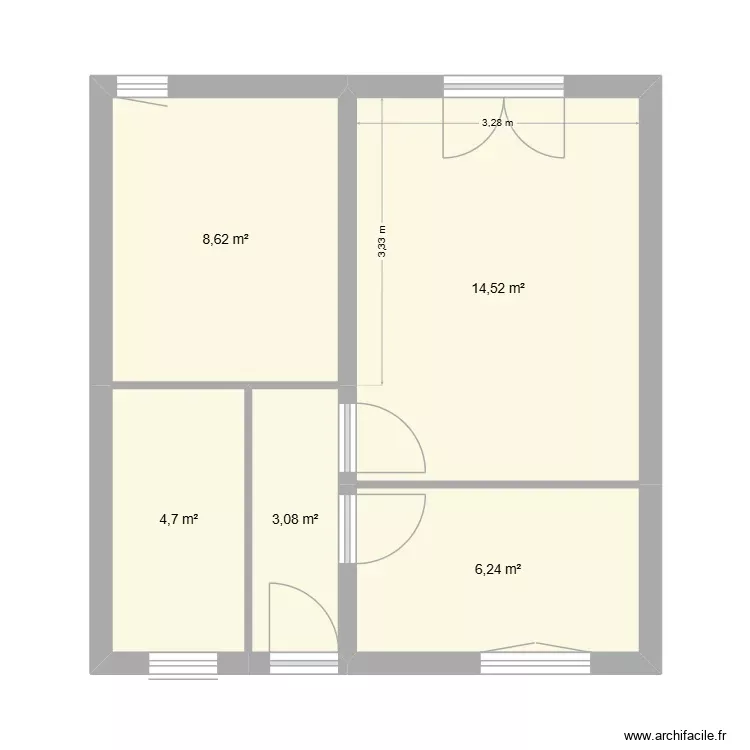 APPARTEMENT CADENISSE. Plan de 5 Pièces et 37 m²