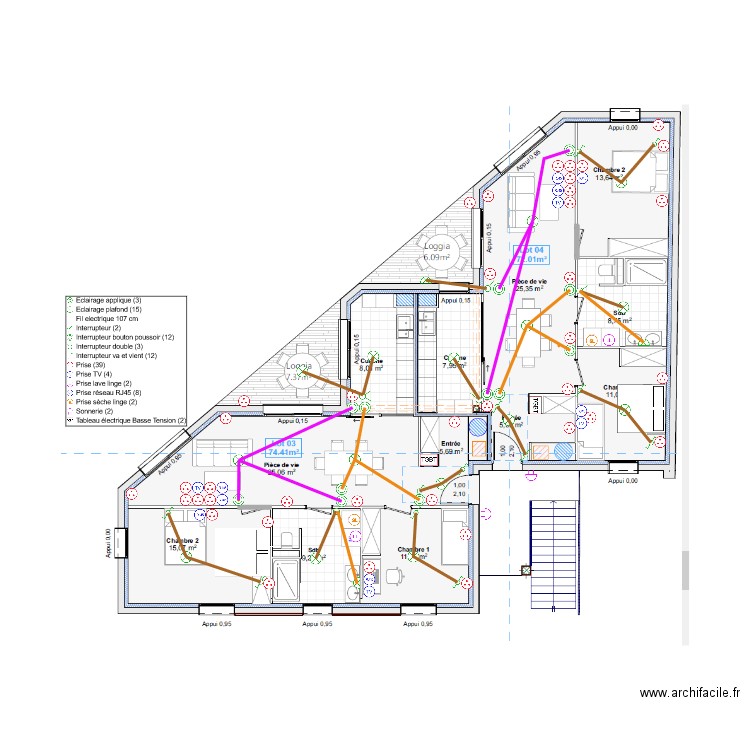 KUSTER-PLAN ELEC - R+1. Plan de 0 pièce et 0 m2