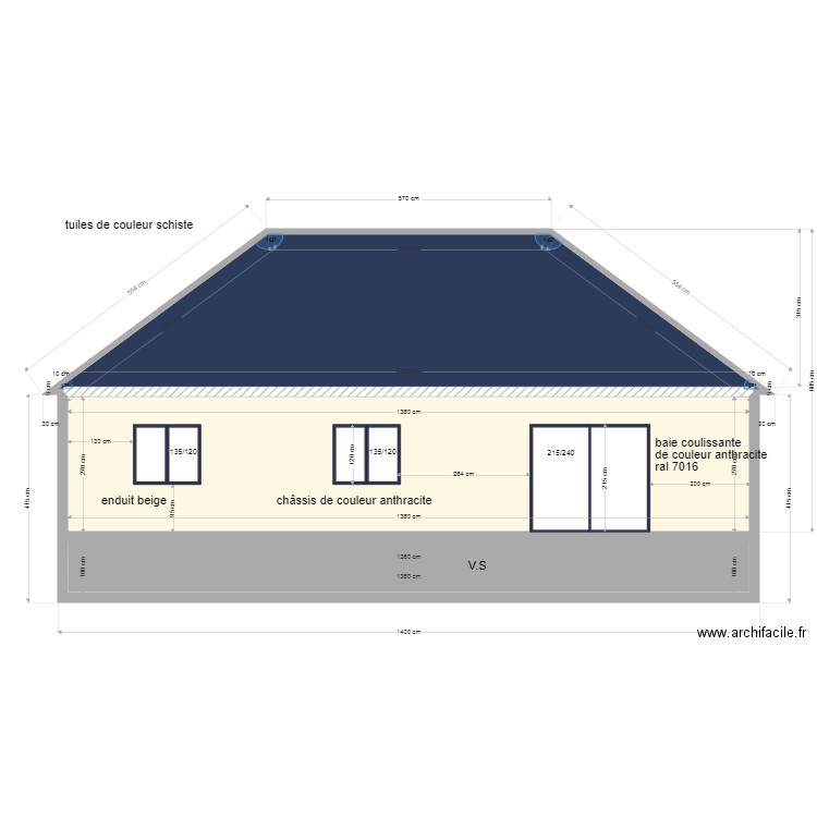 futur maison sud façade. Plan de 0 pièce et 0 m2