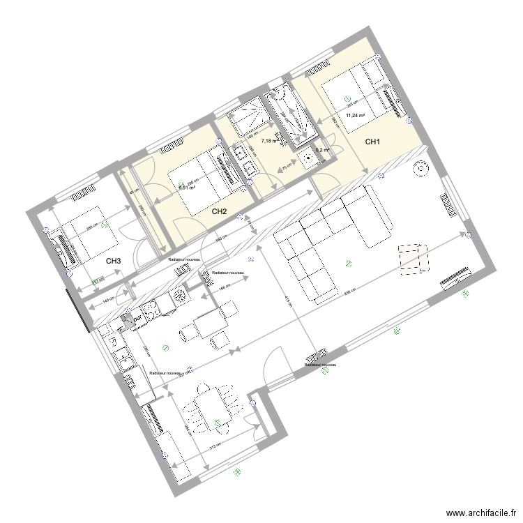 Abatilles projet travaux . Plan de 0 pièce et 0 m2