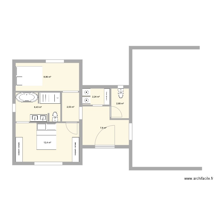 Les Granges New 2. Plan de 7 pièces et 43 m2