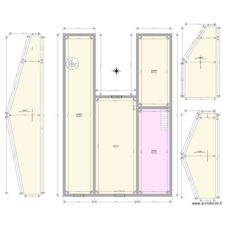 Leletz r+1. Plan de 4 pièces et 165 m2