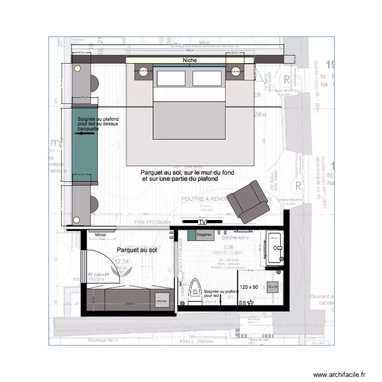 chambre 3 new one again nouveau. Plan de 