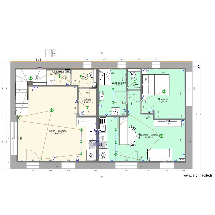 RDC elec 2. Plan de 8 pièces et 131 m2