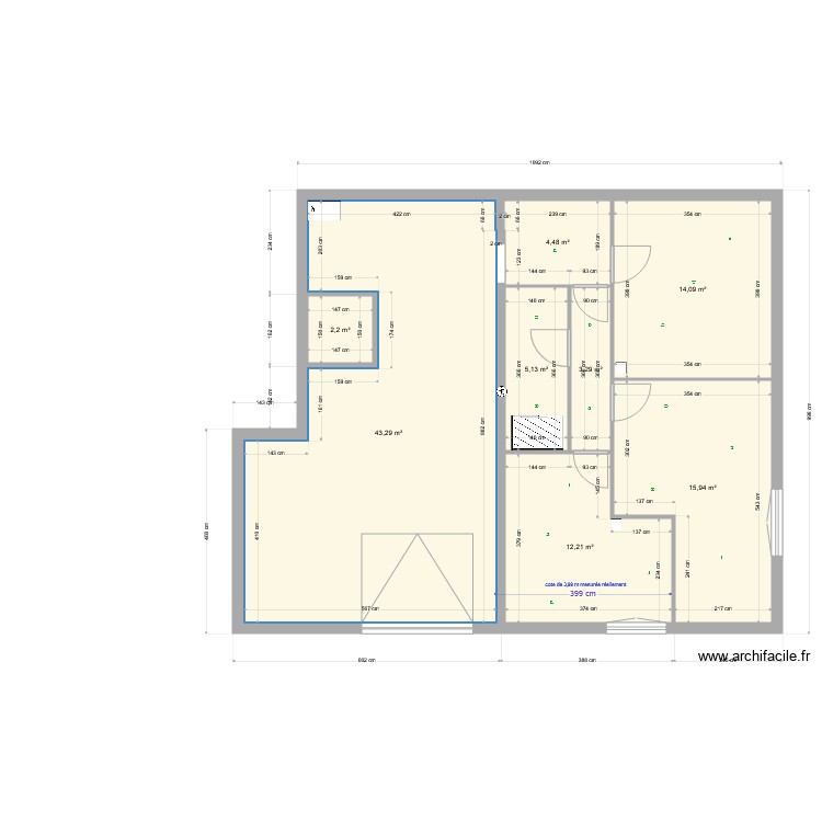 RDC cotes finies et spots. Plan de 0 pièce et 0 m2
