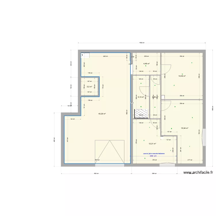 RDC cotes finies et spots. Plan de 