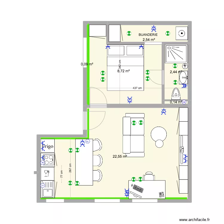 Lille 3 buanderie. Plan de 