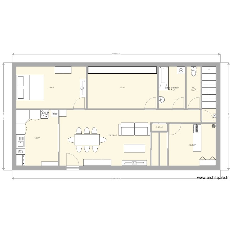 Maison 97m2. Plan de 0 pièce et 0 m2