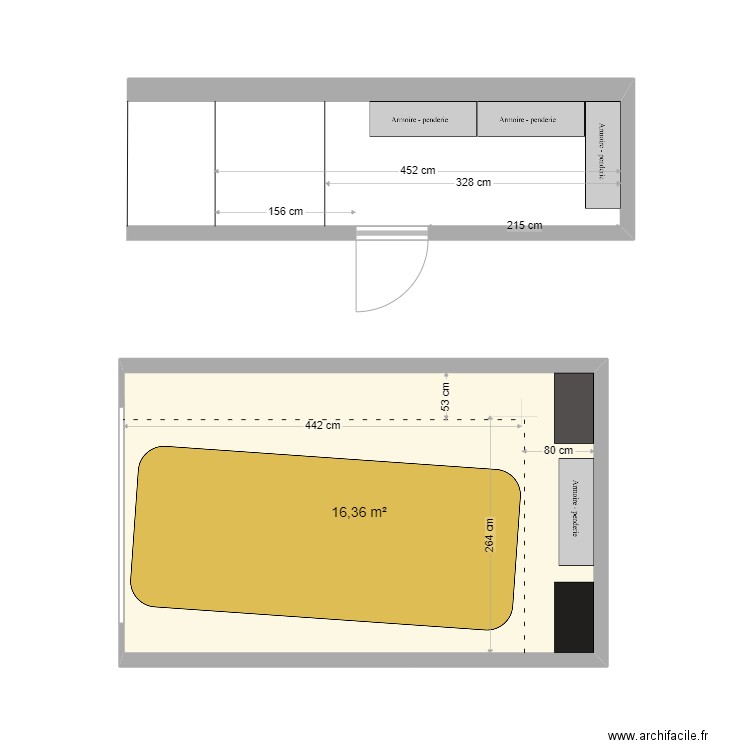 Cave. Plan de 1 pièce et 16 m2