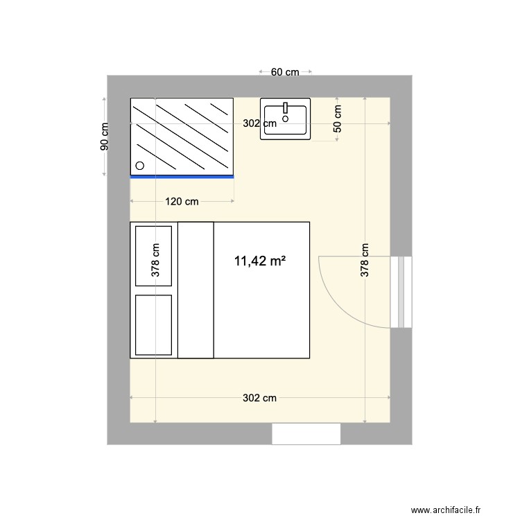 Plan chambre d amis Yerres. Plan de 1 pièce et 11 m2