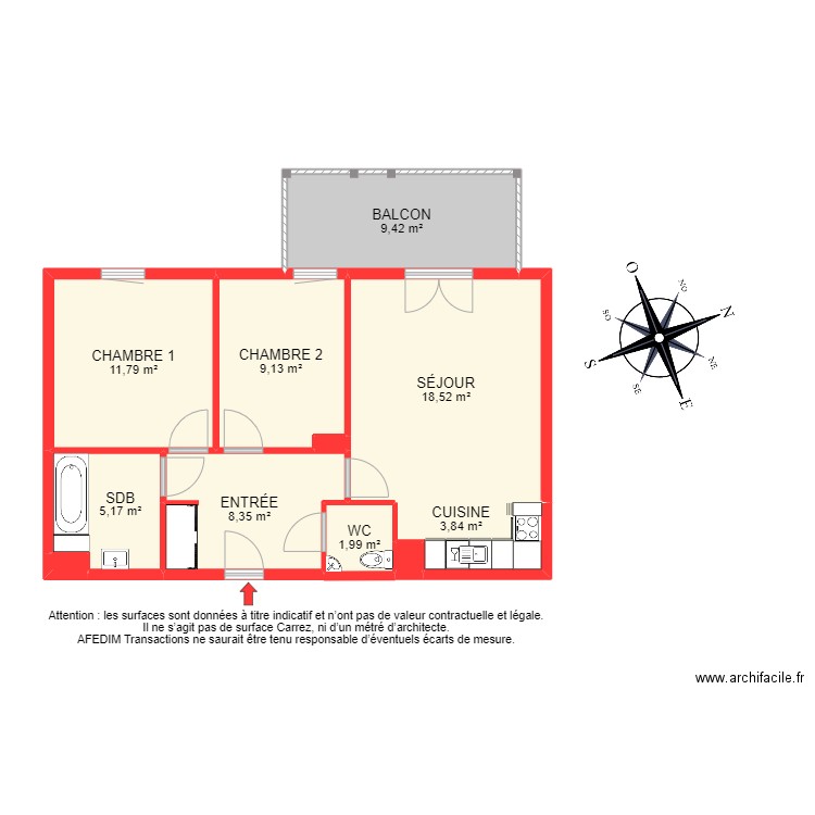 BI 12453. Plan de 14 pièces et 88 m2