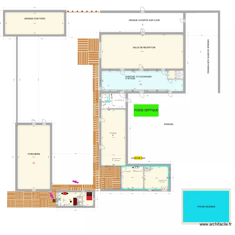 BUREAU avec prises et interrupteurs. Plan de 