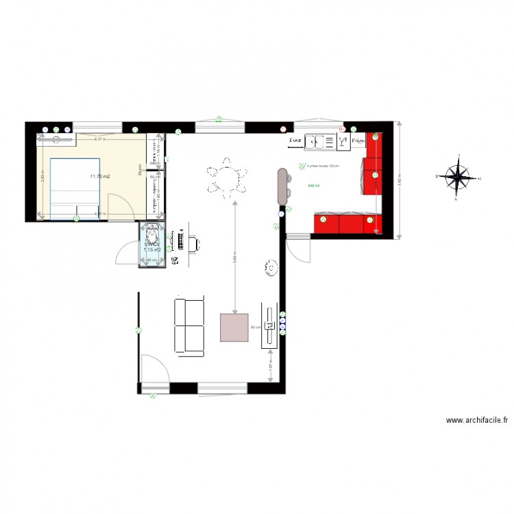 Chambre 1 et WC. Plan de 0 pièce et 0 m2