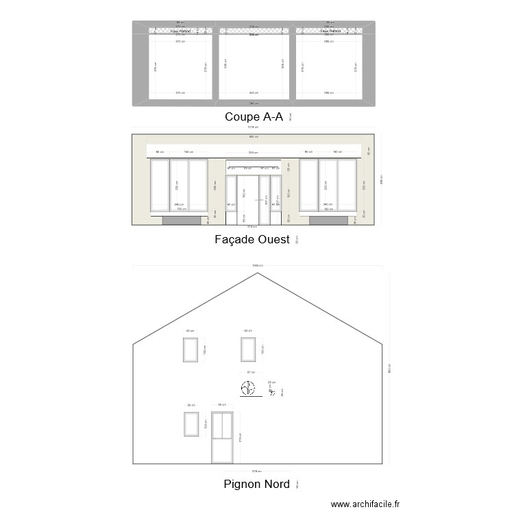 Façade Ouest. Plan de 0 pièce et 0 m2
