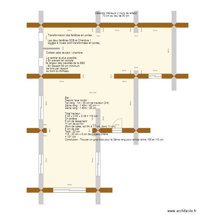 Plan T1.1 centre équestre. Plan de 1 pièce et 116 m2