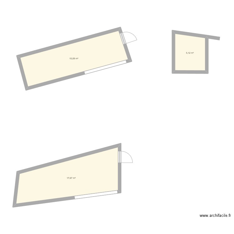 abri bois + atelier. Plan de 3 pièces et 38 m2