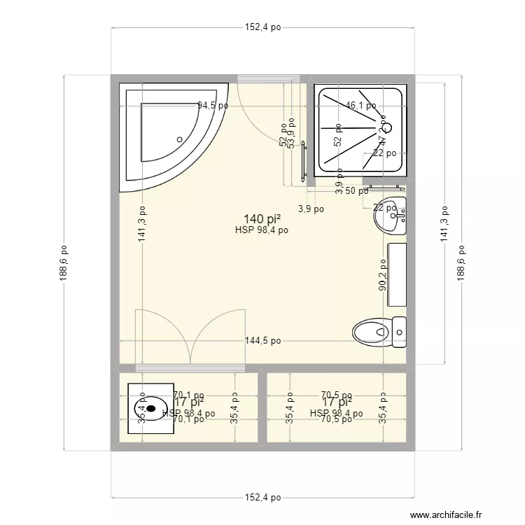 chambre de bain. Plan de 