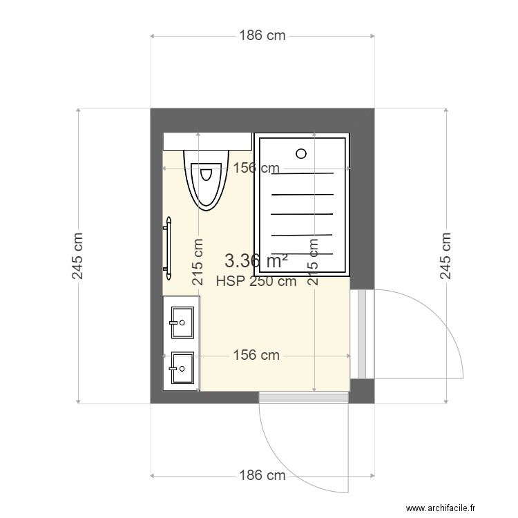 Dominguez SDD V1. Plan de 1 pièce et 3 m2